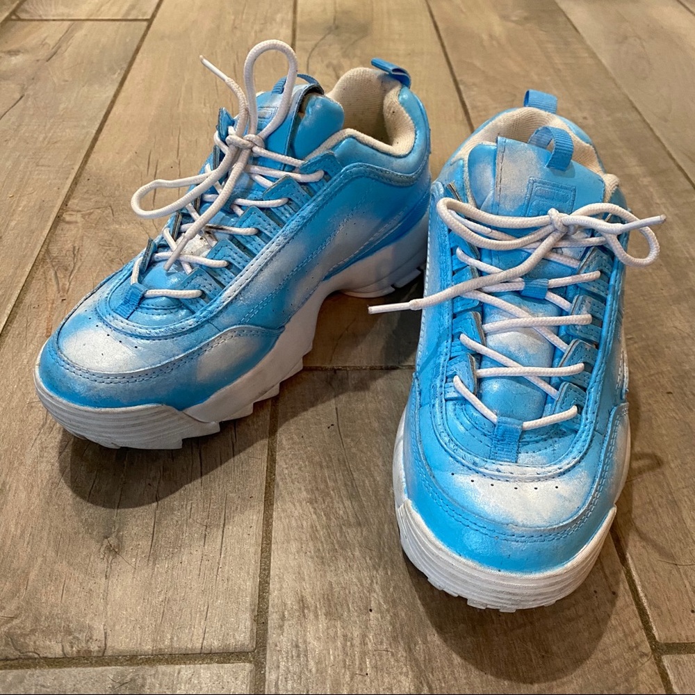 CUSTOM PAINTED CLOUDY FILA DISRUPTOR